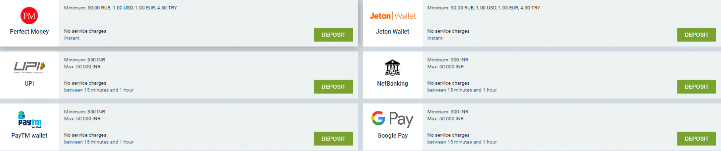 1xbet payments methods