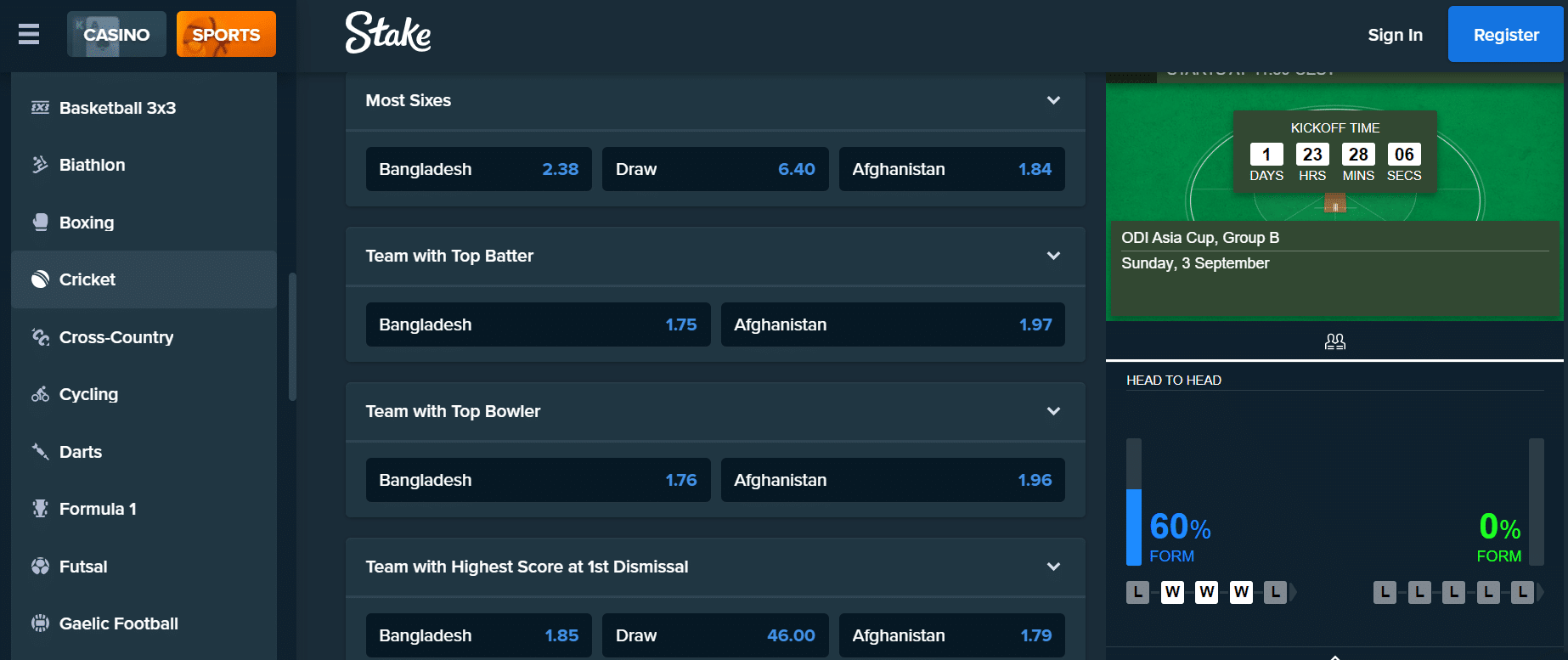 asia cup betting offers