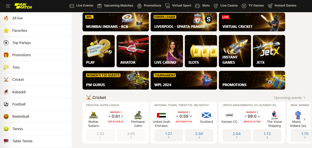Parimatch website
